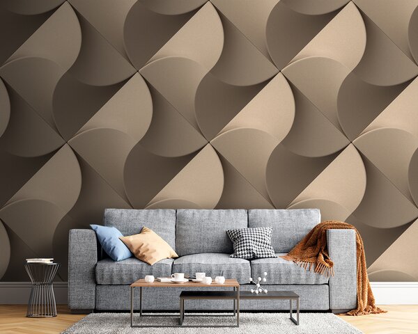 Fototapet Perete cu un model de cercuri și pătrate, Fototapet geometric 3D, Fototapet populare, u75836 - Tapeko.ro