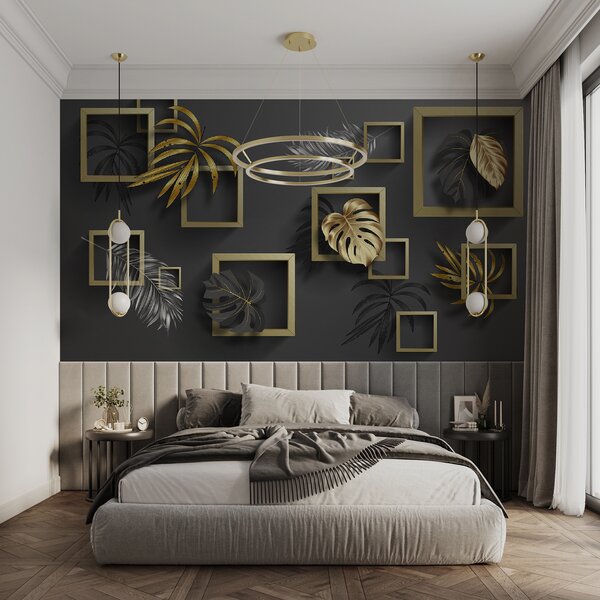 Fototapet Frunze elegante în armonie geometrică, Fototapet 3D, Fototapet populare, u77858 - Tapeko.ro