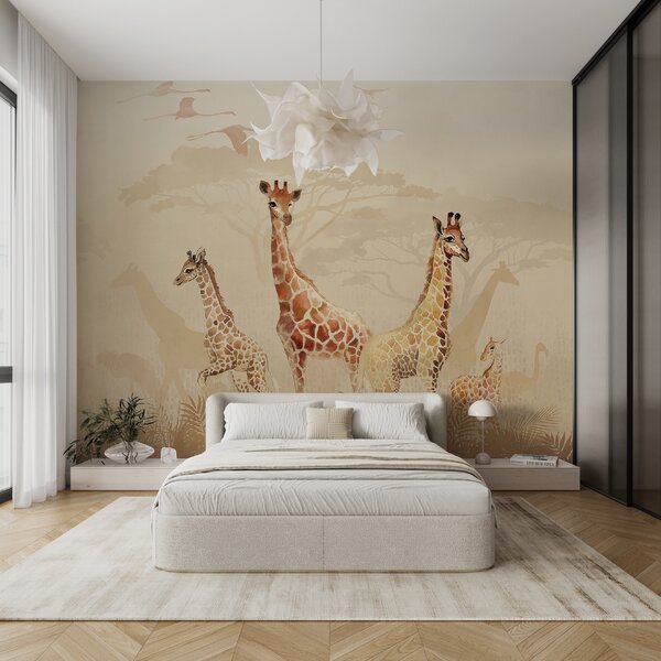 Fototapet Grup de girafe pe un câmp, Fototapet designer, Fototapet populare, u78437 - Tapeko.ro
