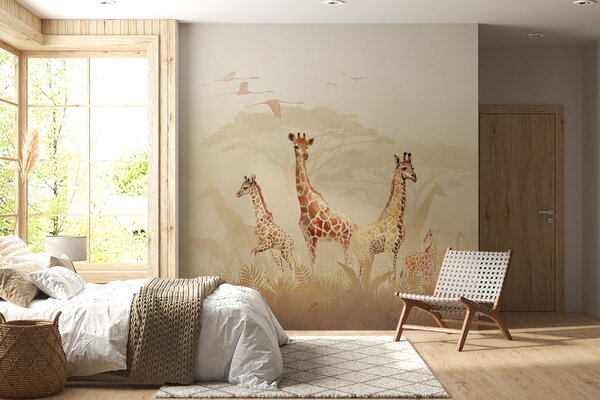 Fototapet Grup de girafe pe un câmp, Fototapet designer, Fototapet populare, u78437 - Tapeko.ro