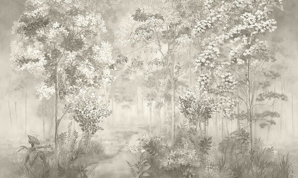 Fototapet Imagine de fundal cu copaci și plante, Fototapet pădure, Fototapet populare, u78448 - Tapeko.ro