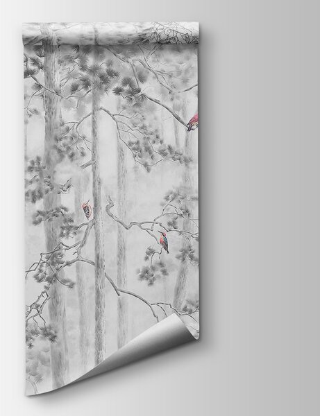 Fototapet Grup de păsări pe copaci, Fototapet pădure, Fototapet populare, u78449 - Tapeko.ro