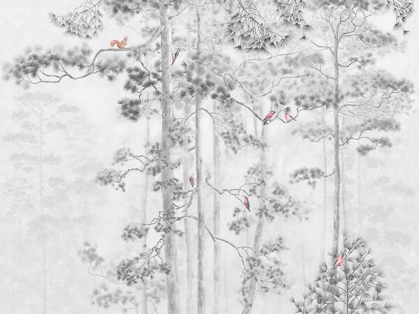 Fototapet Grup de păsări pe copaci, Fototapet pădure, Fototapet populare, u78449 - Tapeko.ro