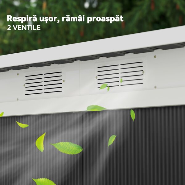 Outsunny, magazie pentru scule de gradina, casuta de gradina, sopron, 280x130x172cm, gri inchis | AOSOM RO