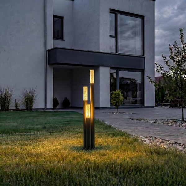 Lindby Bornă luminoasă Gavros, aluminiu turnat sub presiune, cu 3 becuri, reglabil, Negru, Aluminiu, Modern