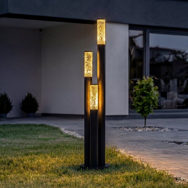 Lindby Bornă luminoasă Gavros, aluminiu turnat sub presiune, cu 3 becuri, reglabil, Negru, Aluminiu, Modern