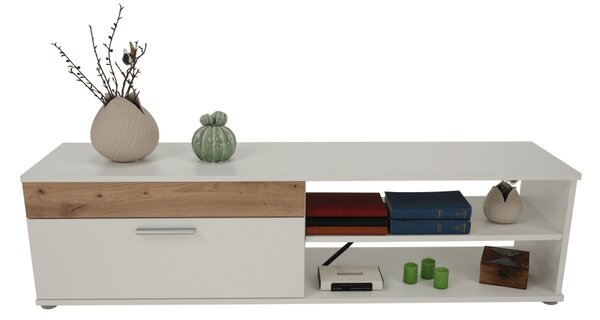 KONDELA Perete living, alb / stejar artizanal, KEVIN