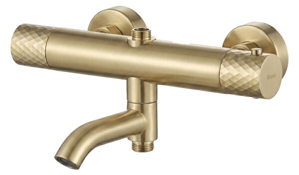 Coloana de dus cu termostat Lungo Diamond Gold Brush