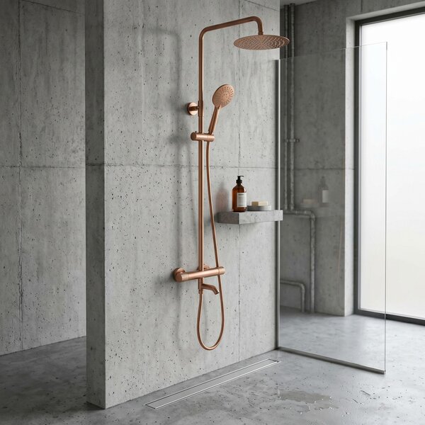 Coloana de dus cu termostat Lungo Diamond Copper Brush