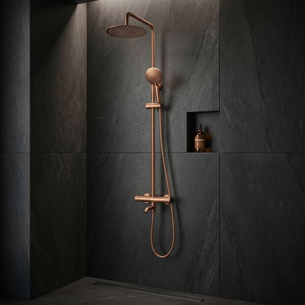 Coloana de dus cu termostat Lungo Diamond Copper Brush