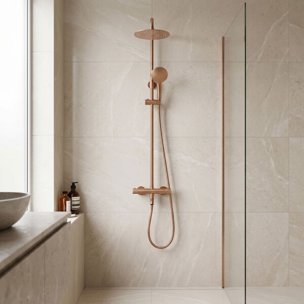 Coloana de dus cu termostat Lungo Diamond Copper Brush