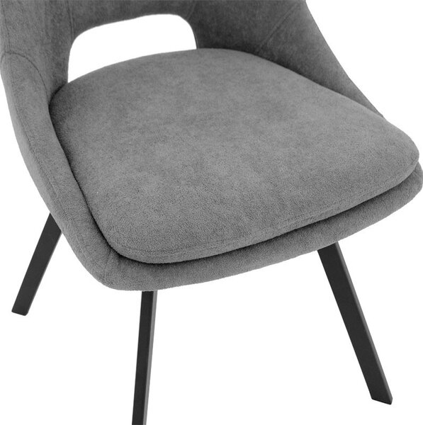 Scaun Initiate material teddy gri-negru picior metalic 48x57x85 cm