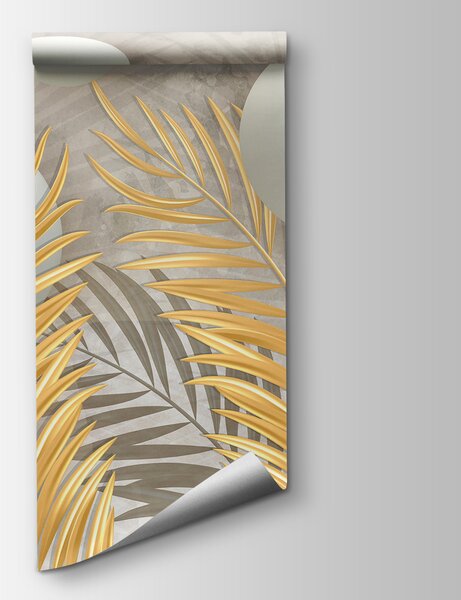 Fototapet Motiv cu frunze tropicale și sfere delicate, Fototapet designer, Fototapet populare, u80467 - Tapeko.ro