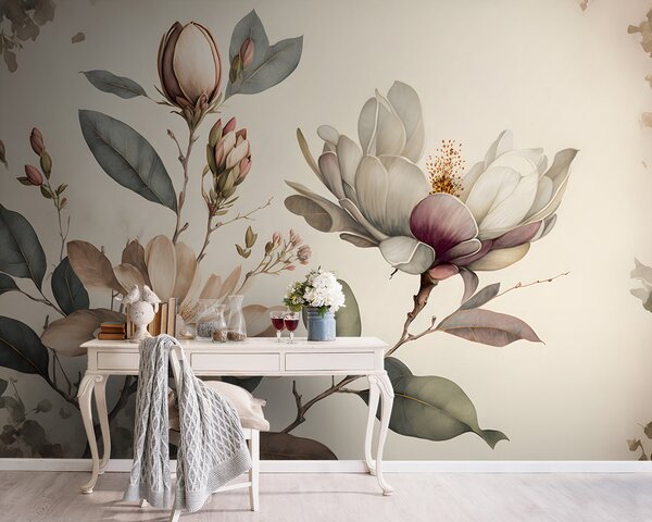 Fototapet Magnolia elegantă înflorește în nuanțe delicate, Fototapet flori, Fototapet populare, u93020 - Tapeko.ro
