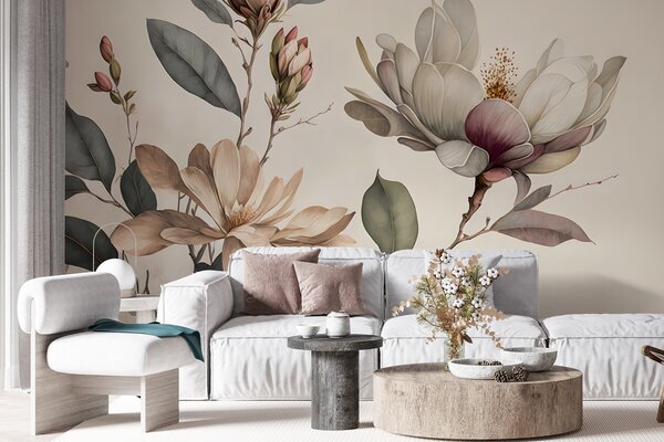 Fototapet Magnolia elegantă înflorește în nuanțe delicate, Fototapet flori, Fototapet populare, u93020 - Tapeko.ro