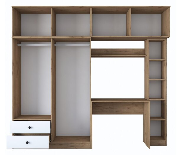 Mobilier cameră studenți Bivake 2 (nuc + alb). 1094854