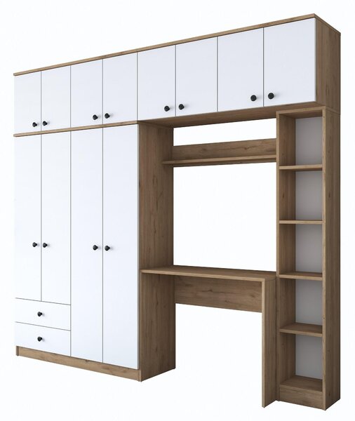 Mobilier cameră studenți Bivake 2 (nuc + alb). 1094854