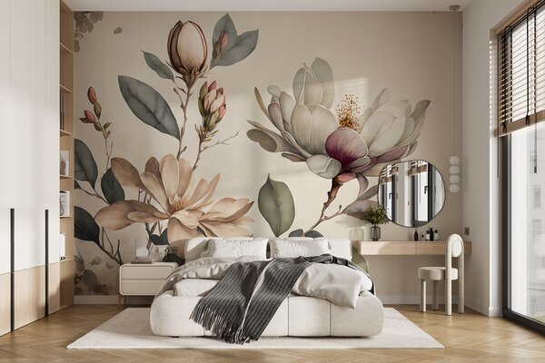 Fototapet Magnolia elegantă înflorește în nuanțe delicate, Fototapet flori, Fototapet populare, u93020 - Tapeko.ro
