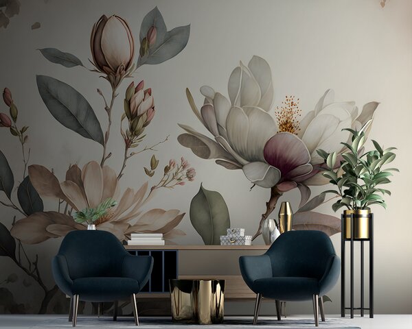 Fototapet Magnolia elegantă înflorește în nuanțe delicate, Fototapet flori, Fototapet populare, u93020 - Tapeko.ro