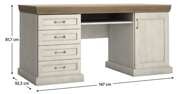 Birou ROYAL B1, pin nordic/stejar salbatic, PAL melaminat, 147x55x82 cm