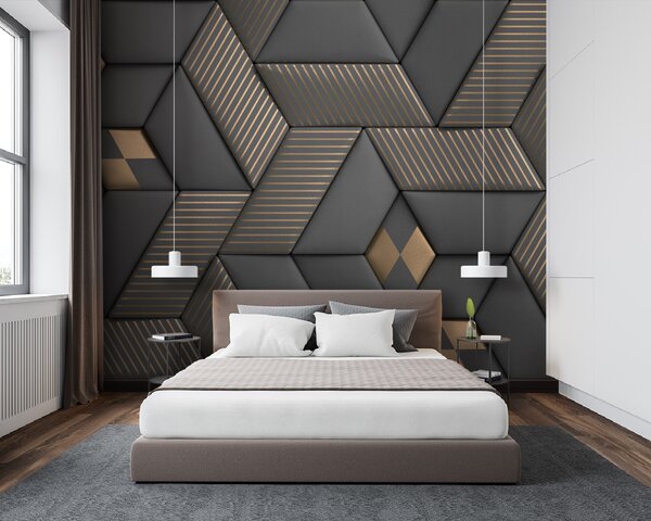 Fototapet Eleganță geometrică în gri și alamă, Fototapet 3D, Fototapet populare, u93413 - Tapeko.ro