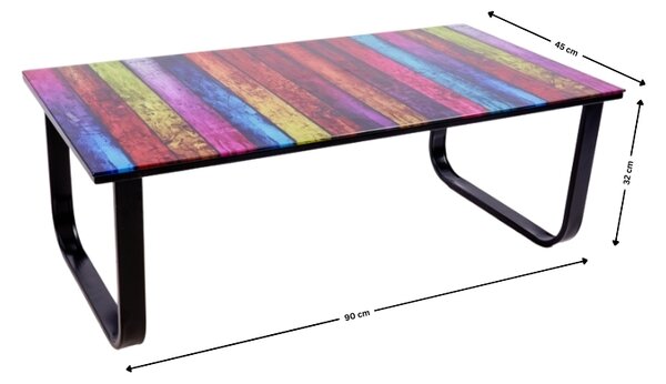 Măsuță cafea cu blat din sticla KJCT158, model multicolor