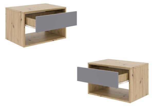 Set haaus Pedro, 1 Sertar, Stejar Artisan/Antracit, 53 x 35 x 33 cm