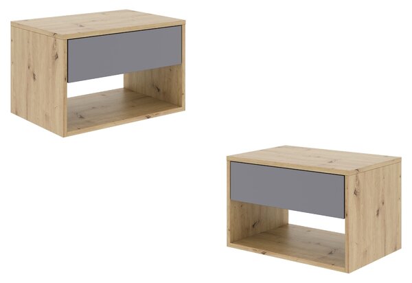 Set haaus Pedro, 1 Sertar, Stejar Artisan/Antracit, 53 x 35 x 33 cm