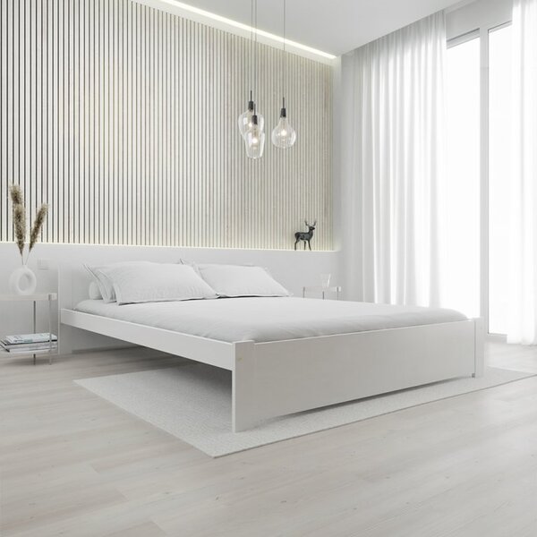 Pat dublu Culoare alb, IKAROS 160 x 200 cm Saltele: Fara saltea, Somiera pat: Cu lamele curbate