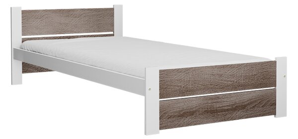 Pat de o persoana IKAROS DOUBLE 90 x 200 cm, alb/stejar trufa Saltele: Fara saltea, Somiera pat: Cu lamele drepte