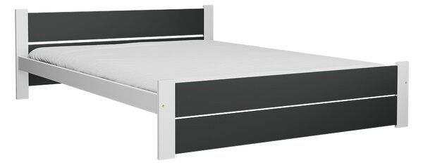 Pat de o persoana IKAROS DOUBLE 120 x 200 cm, antracit/alb Saltele: Cu saltele Deluxe 10 cm, Somiera pat: Fara somiera