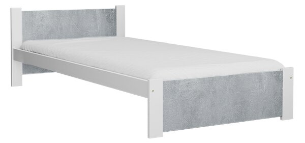 Pat de o persoana IKAROS 90 x 200 cm, beton/alb Saltele: Fara saltea, Somiera pat: Fara somiera