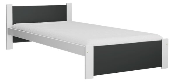 Pat de o persoana IKAROS 90 x 200 cm, antracit/alb Saltele: Cu saltele Coco Maxi 20 cm, Somiera pat: Fara somiera