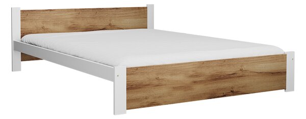 Pat de o persoana IKAROS 120 x 200 cm, stejar artizan/alb Saltele: Fara saltea, Somiera pat: Cu lamele drepte