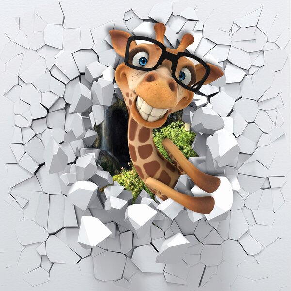 Fototapet Girafa personaj de desene animate în ochelari, Fototapet copii, Fototapet populare, u93624 - Tapeko.ro
