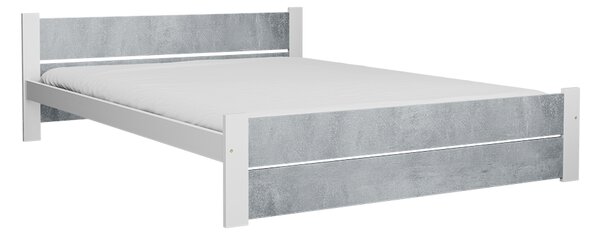 Pat dublu IKAROS DOUBLE 180 x 200 cm, beton/alba Saltele: Fara saltea, Somiera pat: Cu lamele drepte