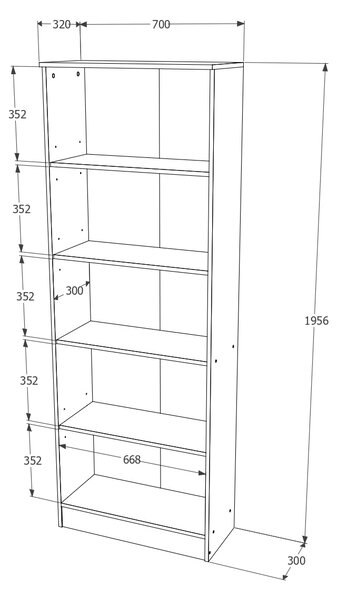 Biblioteca haaus Flint, cu Usi Inferioare si 2 Polite, Stejar Bronz, 70 x 32 x 196 cm