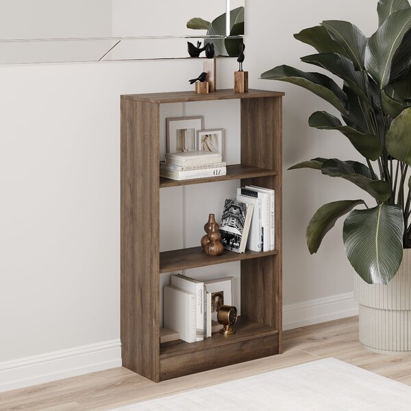 Biblioteca haaus Flint, 2 Polite, Stejar Bronz, 70 x 32 x 122 cm