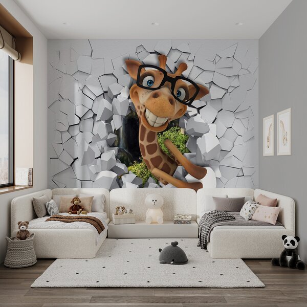 Fototapet Girafa personaj de desene animate în ochelari, Fototapet copii, Fototapet populare, u93624 - Tapeko.ro