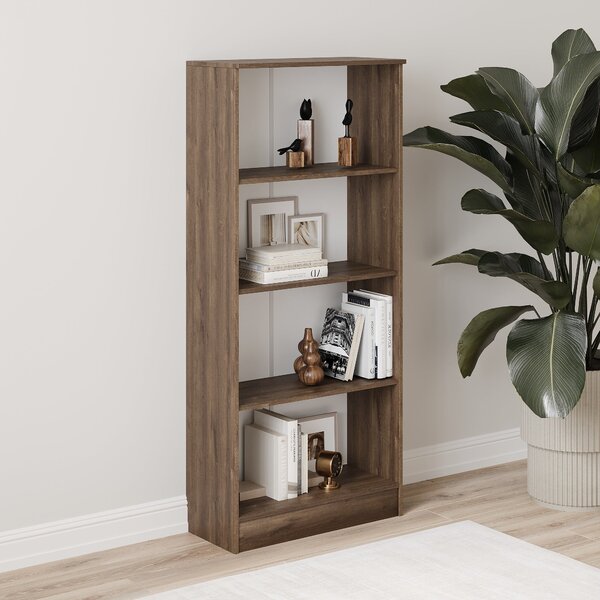 Biblioteca haaus Flint, 3 Polite, Stejar Bronz, 70 x 32 x 159 cm