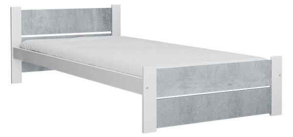 Pat de o persoana IKAROS DOUBLE 90 x 200 cm, beton/alba Saltele: Fara saltea, Somiera pat: Fara somiera