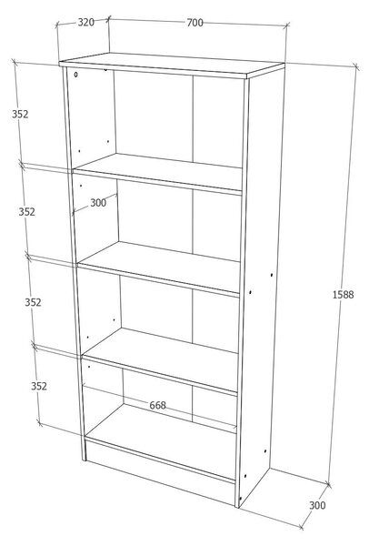Biblioteca haaus Flint, cu Usi Inferioare si O Polita, Stejar Bronz, 70 x 32 x 159 cm