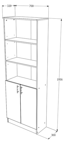 Biblioteca haaus Flint, cu Usi Inferioare si 2 Polite, Stejar Bronz, 70 x 32 x 196 cm