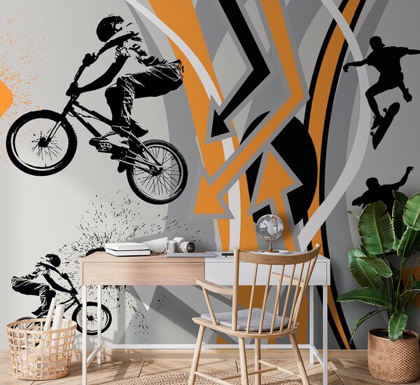 Fototapet Grup de oameni care merg pe bicicletă, Fototapet copii, Fototapet populare, u93699 - Tapeko.ro