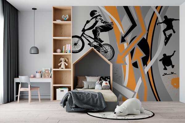 Fototapet Grup de oameni care merg pe bicicletă, Fototapet copii, Fototapet populare, u93699 - Tapeko.ro