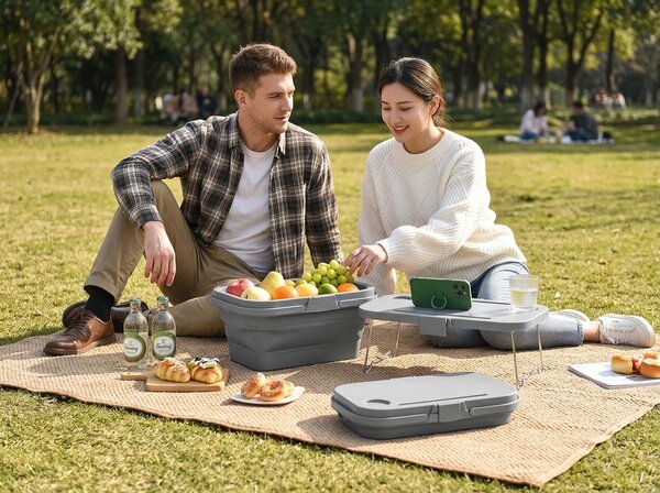 Cos de picnic pliabil TRIGO 3in1, gri