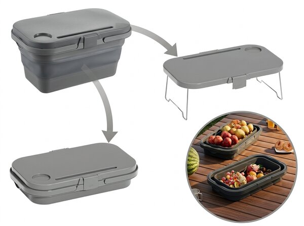 Cos de picnic pliabil TRIGO 3in1, gri