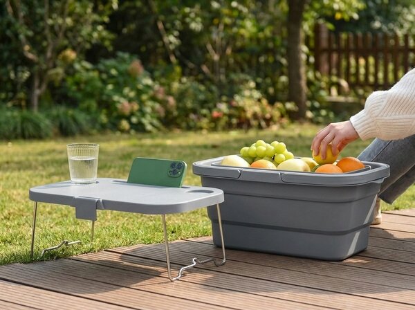 Cos de picnic pliabil TRIGO 3in1, gri