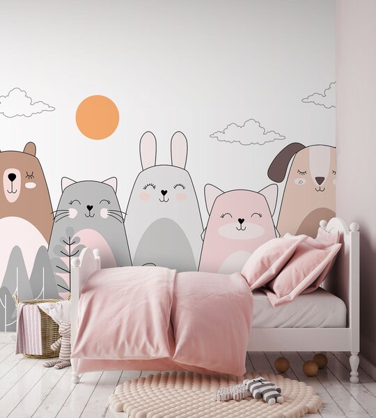 Fototapet Grup de animale în rând, Fototapet copii, Fototapet populare, u93755 - Tapeko.ro