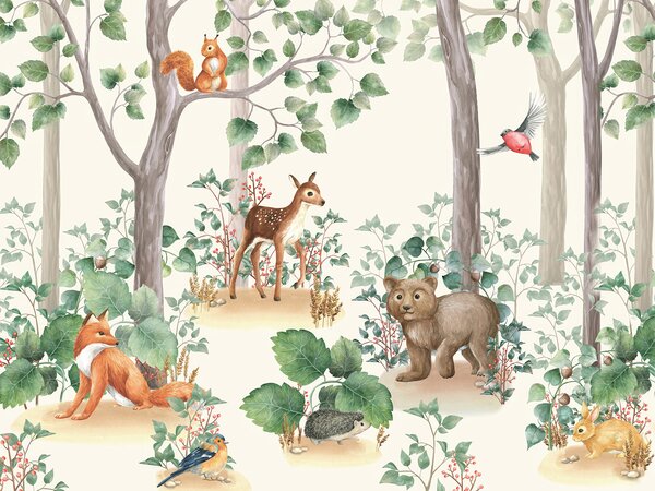 Fototapet Imagine de fundal cu animale în pădure, Fototapet copii, Fototapet populare, u93756 - Tapeko.ro